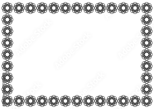 Decorative Vintage Floral Frame Border with Repeating Circular Pattern