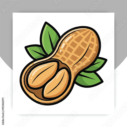 Isolated Peanut Groundnut with Leaves Flat Illustration Organic Healthy Food Isolated on White Background,