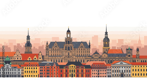 Dresden Skyline Illustration A Detailed View of the Citys Architecture 1.