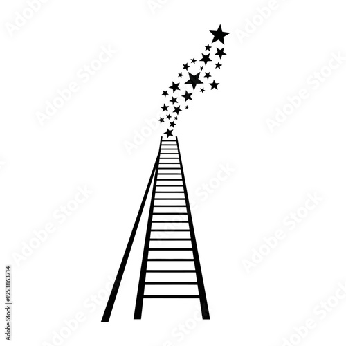 Ladder Leading to Stars - Aspiration and Achievement Concept.