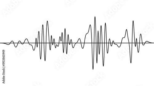 Complex irregular sound wave or audio signal fluctuating dynamically on a light background.