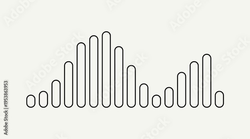 Abstract bar graph displaying signal strength or audio equalizer levels on a light background.