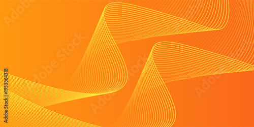 Abstract glowing wave lines on orange background. Dynamic wave pattern. Modern flowing wavy lines. Futuristic technology concept. Suit for banner, poster, cover, brochure, flyer, website