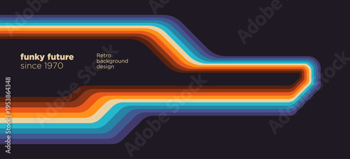 An abstract background design in a retro futuristic style with colorful shapes. Vector illustration.