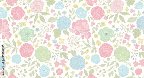 Colorful floral pattern with flowers.