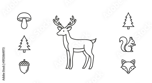 Deer with antlers standing still.