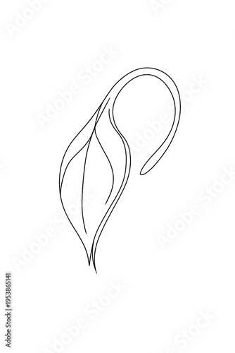 Leaf-Inspired Wearable. Nature-inspired gadgets. Minimalistic one-line drawing a wearable device resembling a