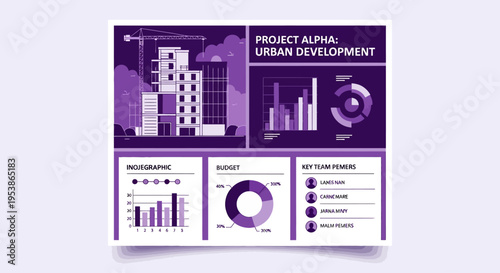 Urban development project infographic display.