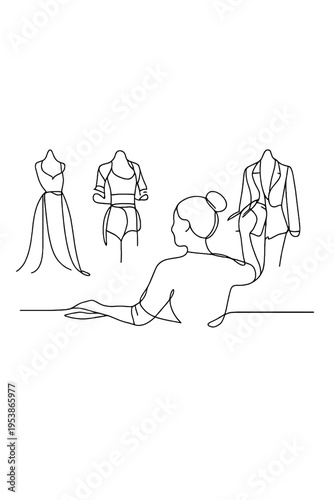 Minimalist Fashion Creation. Digital fashion designer. Minimalistic one-line drawing an avatar creating