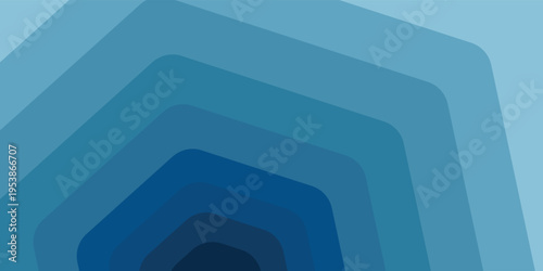Abstract Blue Hexagonal Tunnel Background with Graduated Geometric Layers. vector illustration