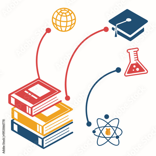 Academic and Science education books globe graduation cap