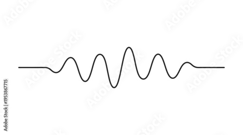 Abstract simple sound wave pattern visualization on isolated white background