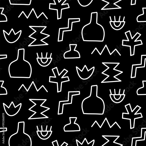 Abstract Ceramic Geometric Shapes Seamless Pattern