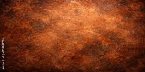 An aged brown surface featuring a vintage rusty metal texture with a grungy orange paint pattern creates a worn and antique backdrop on this rough weathered wall