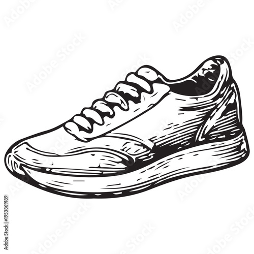 Casual Sneakers Shoes Modern Streetwear Fashion Footwear Engraved Style Illustration