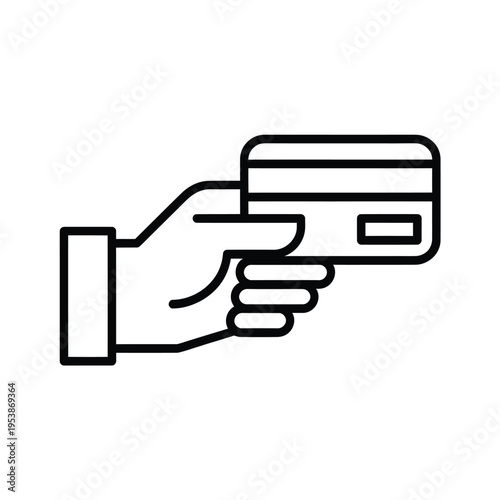 Line art illustration of a hand holding a credit card