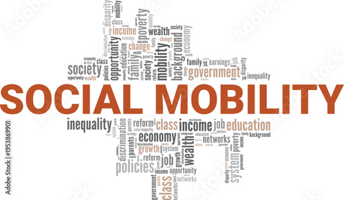 Social Mobility word cloud conceptual design isolated on white background.