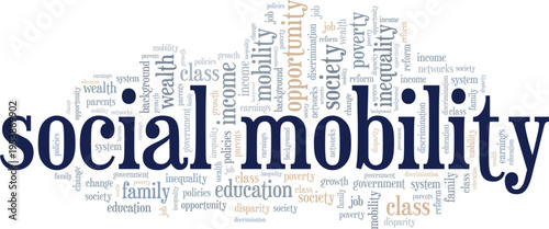 Social Mobility word cloud conceptual design isolated on white background.