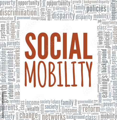 Social Mobility word cloud conceptual design isolated on white background.
