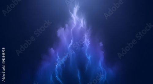 Abstract blue and purple smoke rising upward against a dark background creating a mystical effect