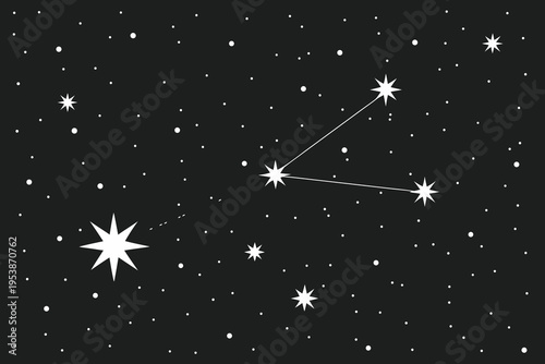 Constellation depiction with connected stars against a dark background