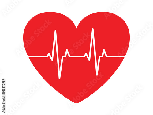 Heart with electrocardiogram line depicting cardiovascular health and rhythm