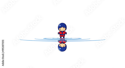 cartoon character reflection, vector illustration, flat design, self-awareness concept