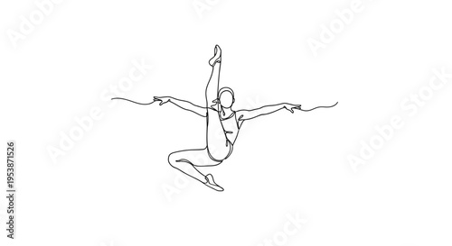 Artistic Gymnastics Woman Silhouette Line Art