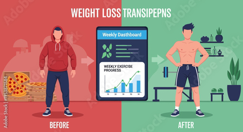 Weight Loss Transformation Before and After Comparison.
