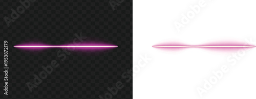 Glowing purple light streaks across a dark background and fades on a white surface creating a vibrant visual effect.
