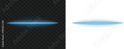 A glowing blue light streak glows across a dark background and emits a soft blue glow on a white surface.