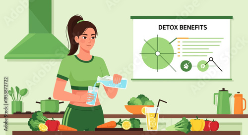 Woman preparing healthy food for detox diet.