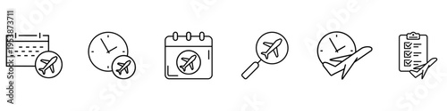 Departure date icon vector set. Departure time Illustration sign collection. Flight schedule symbol or logo.
