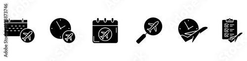 Departure date icon vector set. Departure time Illustration sign collection. Flight schedule symbol or logo.