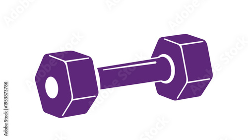 Purple Dumbbell Icon Isolated on White Background, Fitness and Exercise Concept