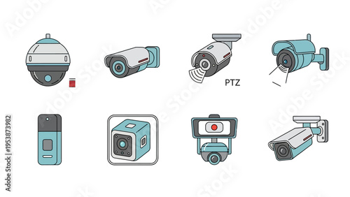Security Camera Icons: Surveillance Technology Collection