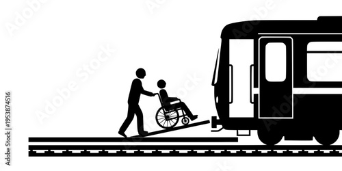 Accessible Train Boarding Ramp Silhouette