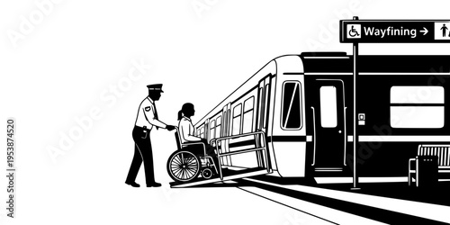 Accessible Train Boarding Ramp Silhouette
