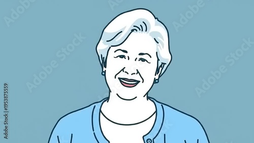 Smiling Senior Woman Illustration Animation.