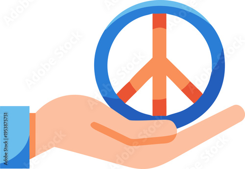 peace sign in hand, vector illustration of a human hand holding a peace symbol