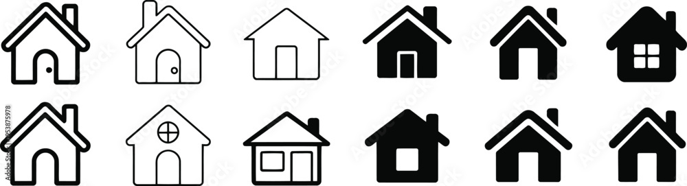 Fototapeta premium Minimalist House Vector Icon set