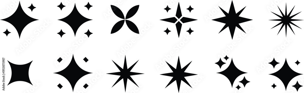 Obraz premium Sparkle and Starry Minimalist vector Icon set