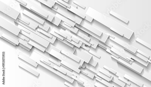 Grey and white tech geometric paper abstract background. Vector design