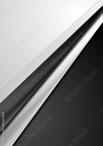 Black and white minimal geometric abstract flyer design. Vector corporate modern background