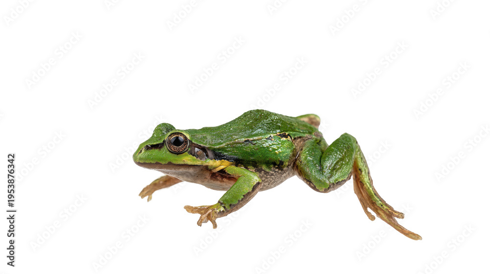 Obraz premium Green Frog Side View Isolated Black