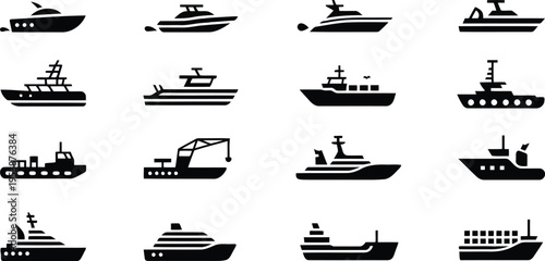 Maritime Vessel Collection Vector Icon set