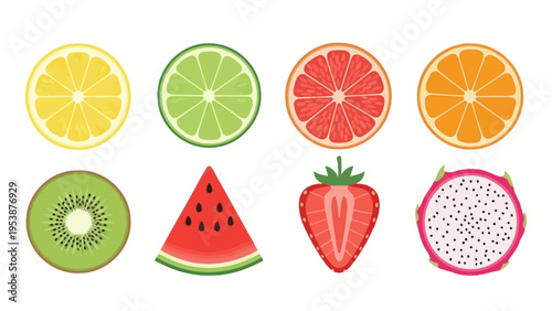 Vibrant Assortment of Fresh Fruits Slice Collection
