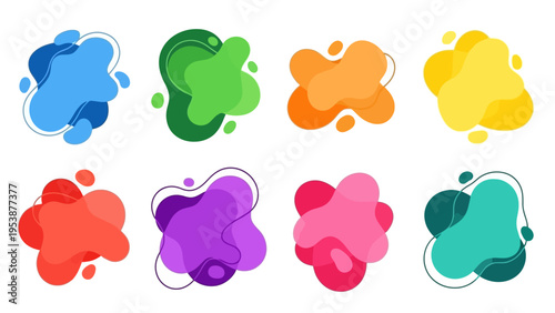 Abstract Organic Shapes Collection, Colorful Fluid Blobs, Modern Design Elements
