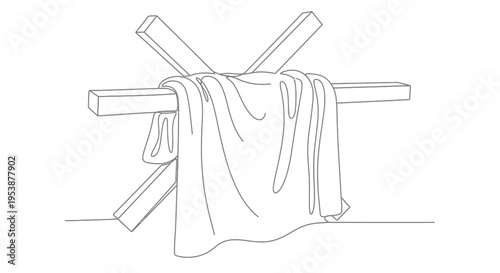 Clothes Hanging on Wooden Drying Rack.