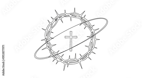 Christianity symbol with thorny crown.